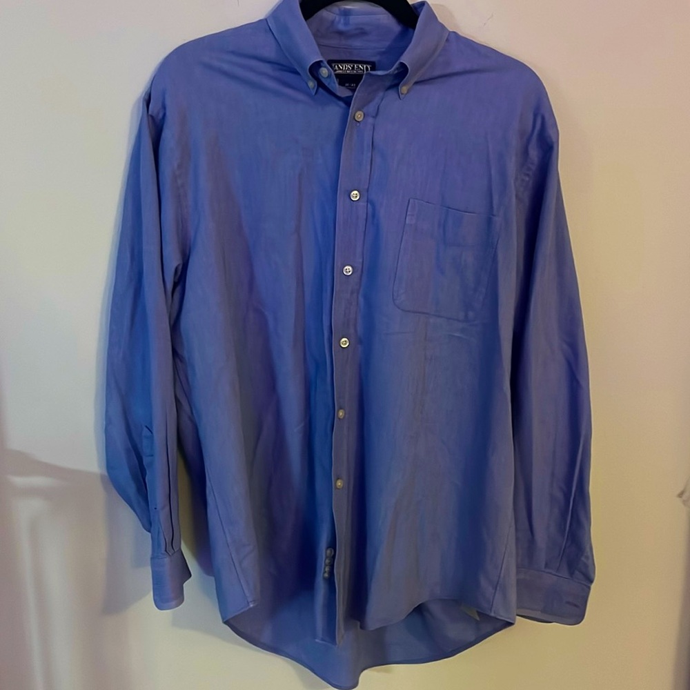 Men’s Lands’ End‎ size 16–33 regular blue button-down dress shirt 60/40 blend